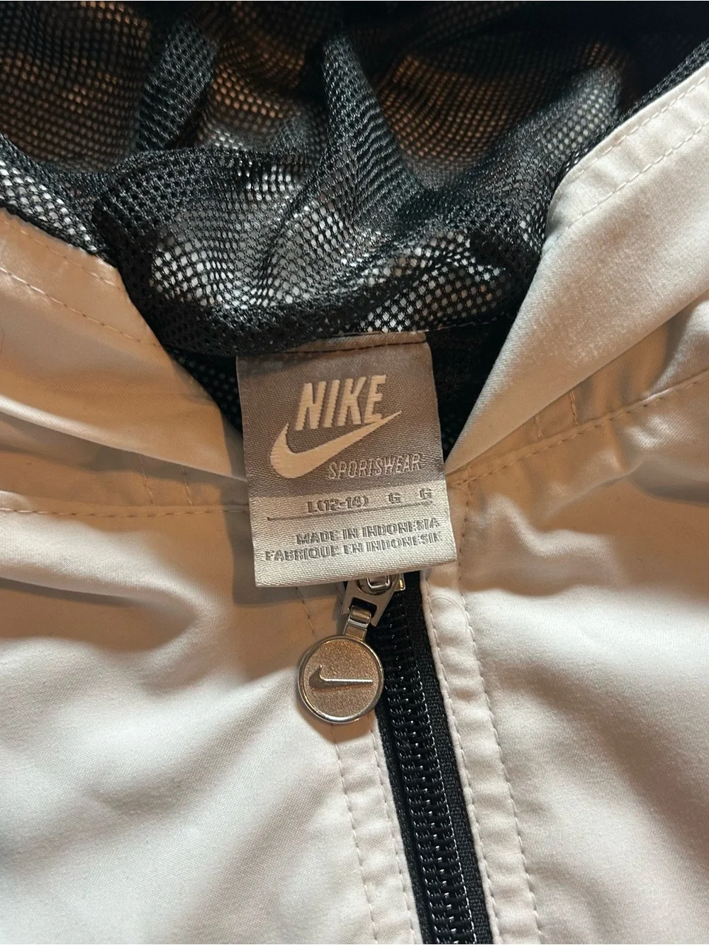 Nike White and Black Hooded Bomber Jacket